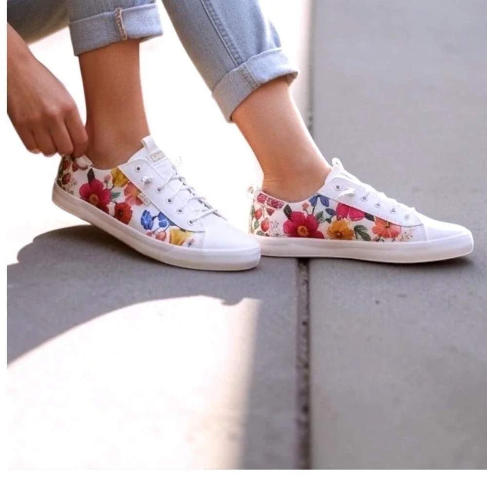 Keds Women White Floral Kickstart Sneakers Size 11 Canvas Low Top WF67939